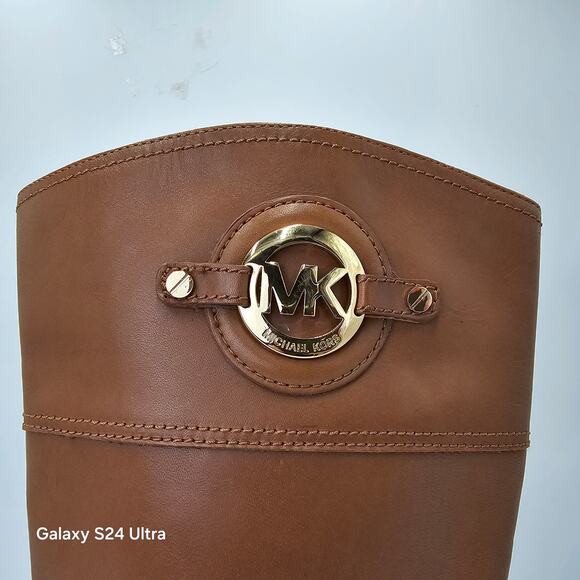 Michael Kors Stockard Cognac Brown Leather Riding Tall Boots Knee High Women 10M - Picture 6 of 11
